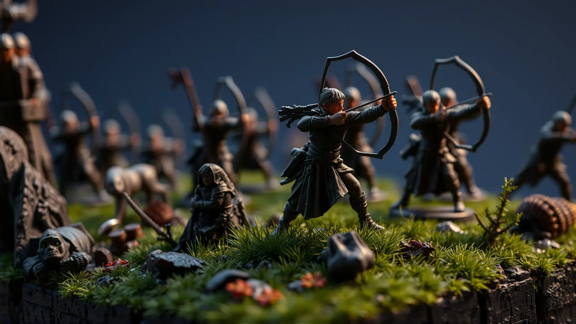 Arquero élfico en batalla, detalle exquisito