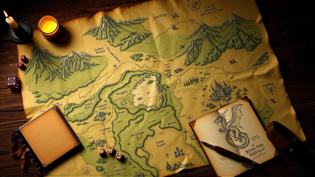 Un mapa de fantasía ilumina una partida