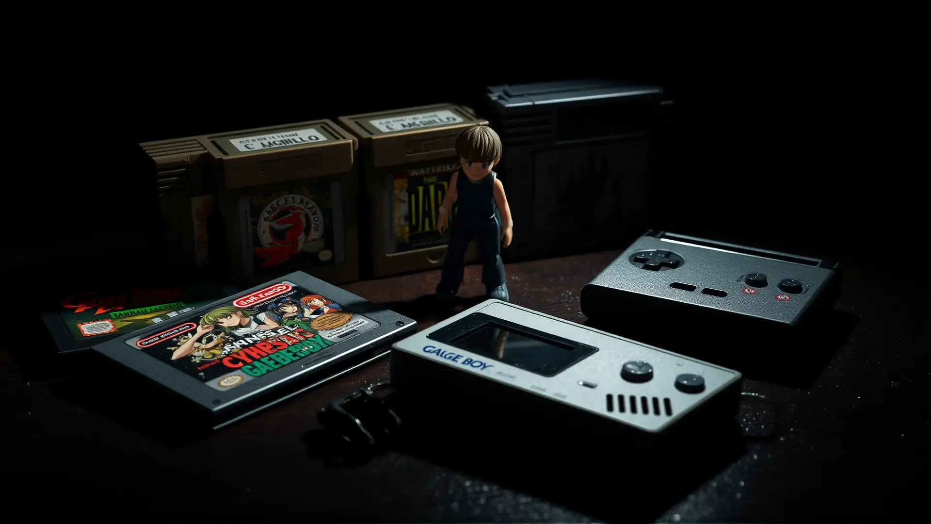 Consolas antiguas y figuras, nostalgia preservada