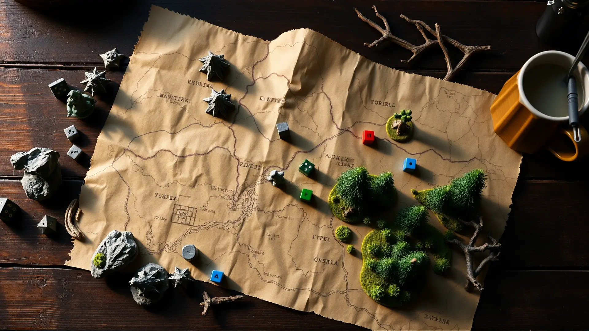 Mesa de juego de fantasía detallada e iluminada