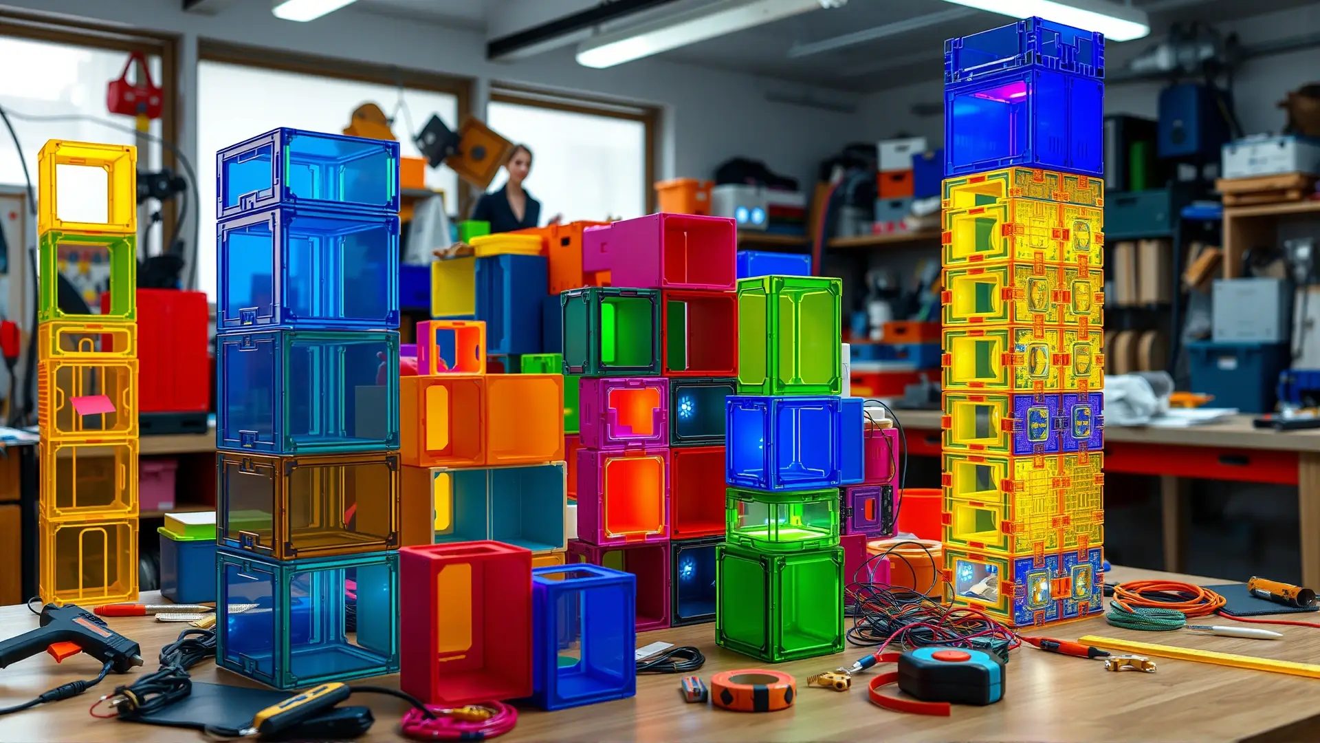 Talleres crean torres de datos coloridas y artísticas