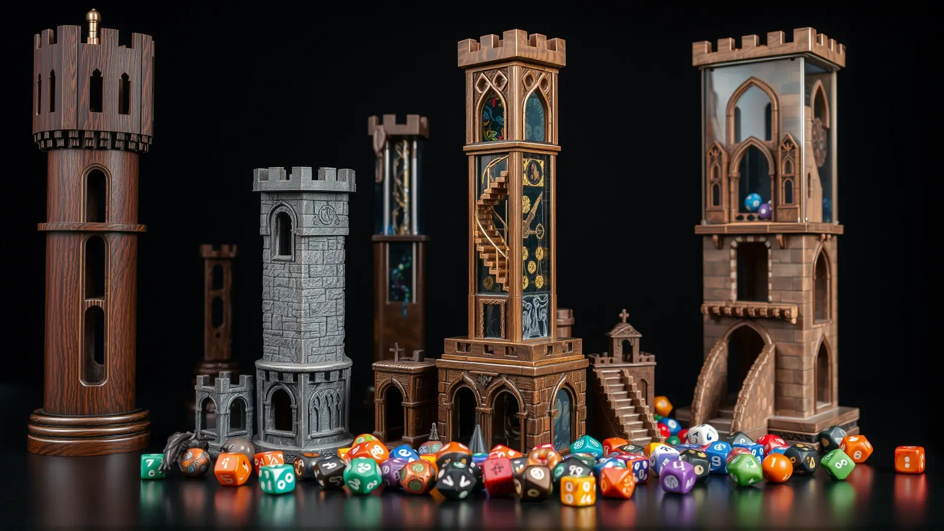 Impresionante despliegue de torres de dados artesanales