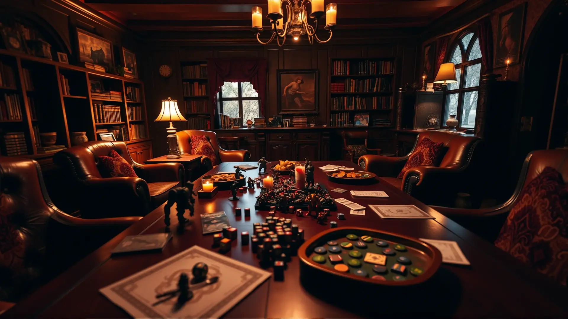 Un acogedor salón de juegos inmersivo y detallado