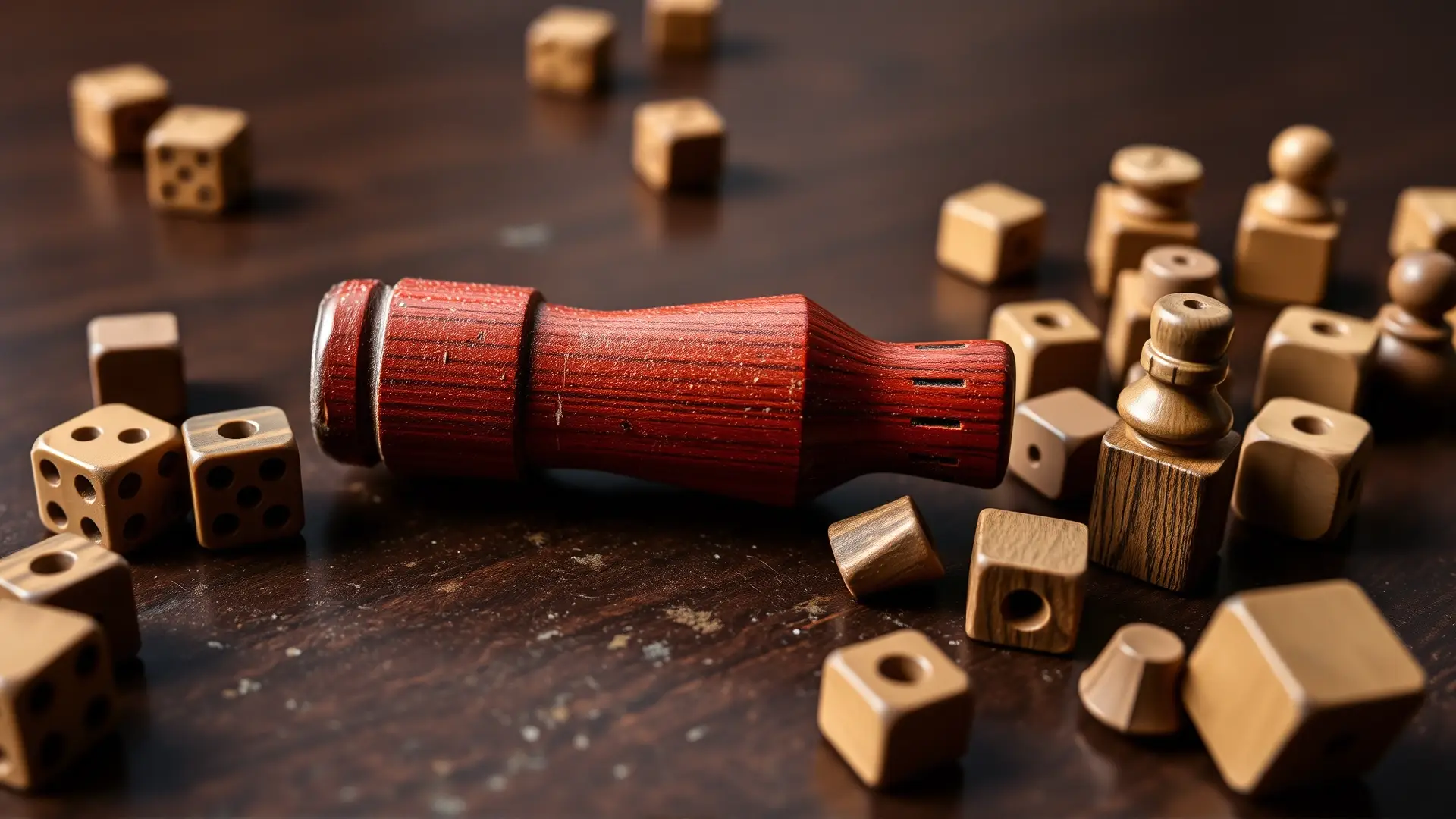 Un meeple restaurado destaca sobre piezas antiguas