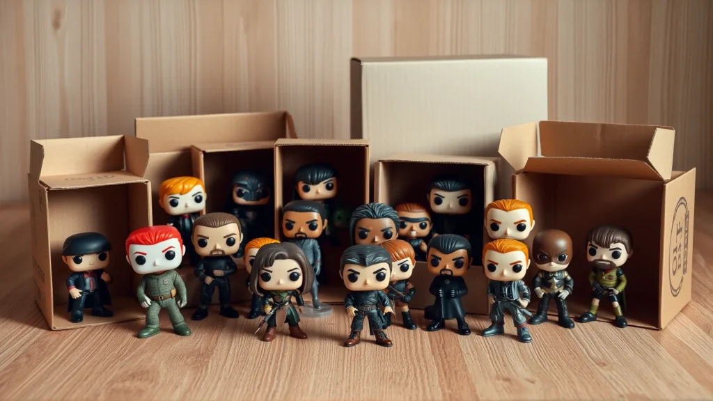 Figurillas de vinilo en cajas de cartón