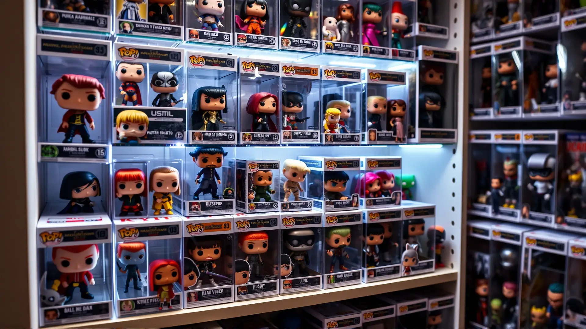 Impecable colección Funko Pop! exhibida profesionalmente