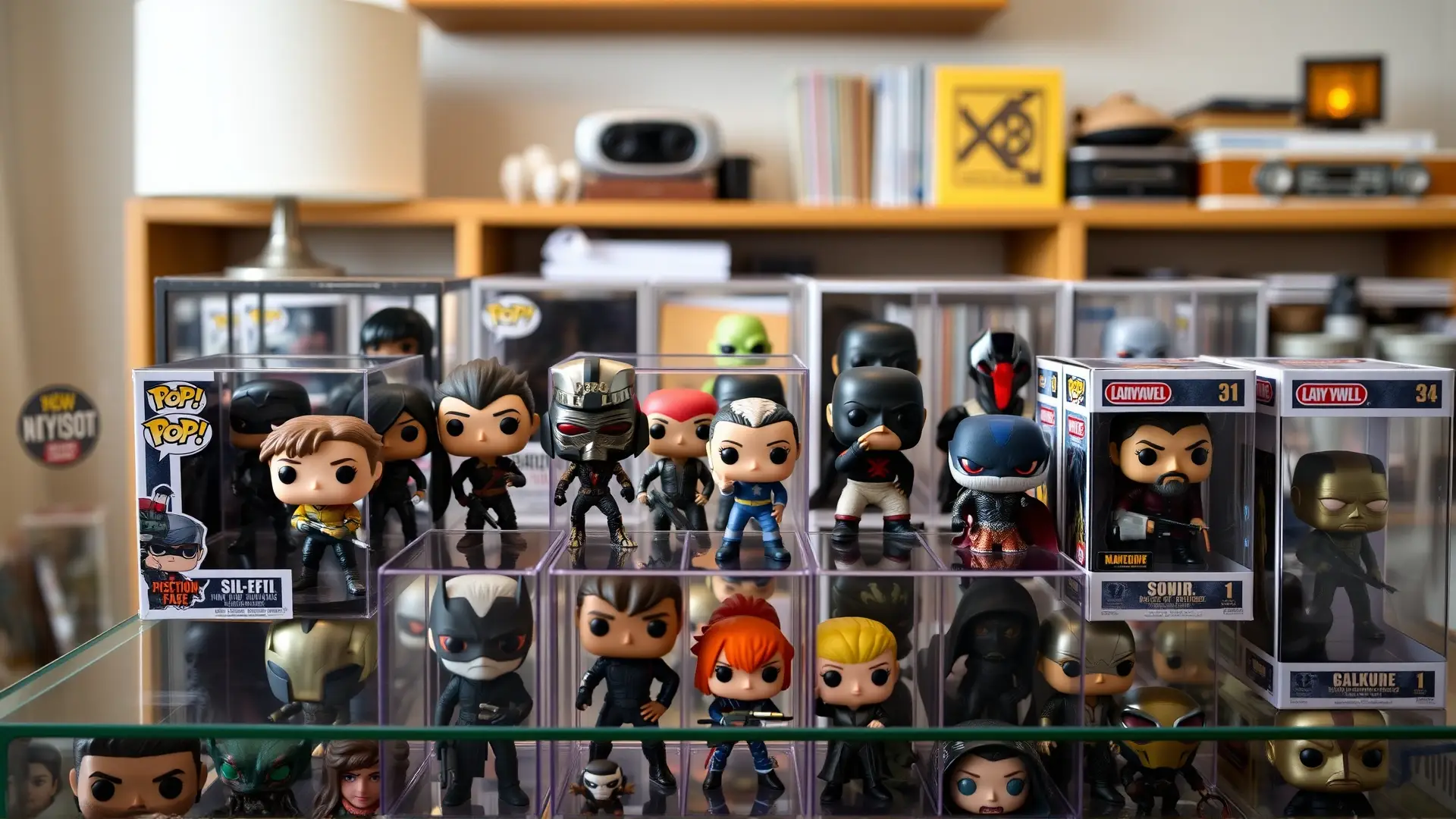 Colección Funko Pop! protegida y exhibida cuidadosamente