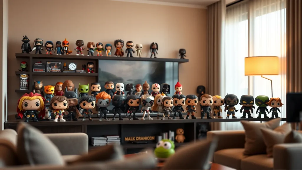 Colección de Funko Pops en ambiente hogareño