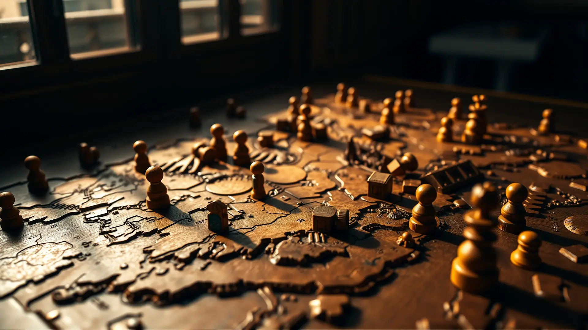 Tablero de juego antiguo, estratégico y detallado
