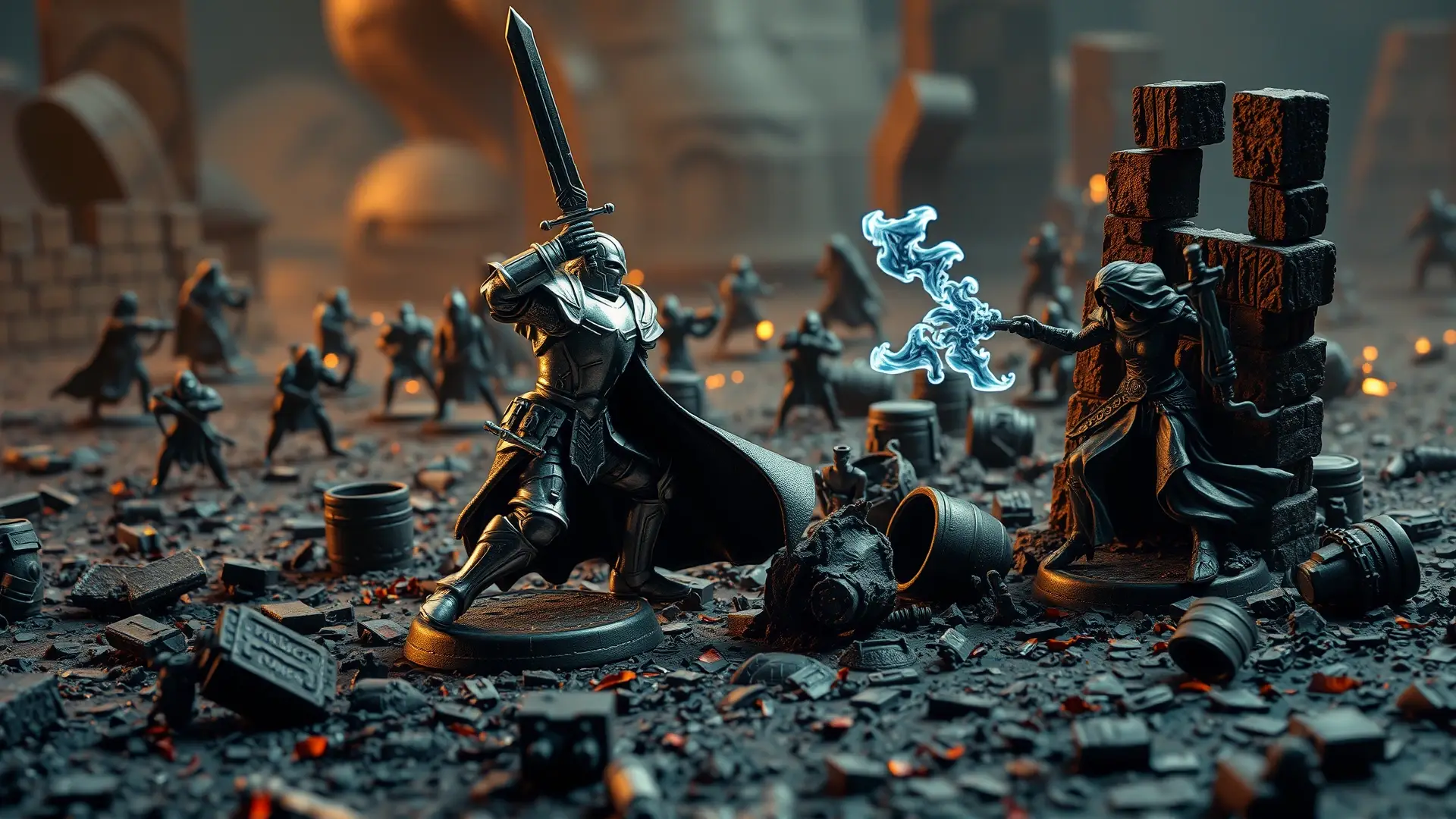 Batalla épica entre caballero y hechicera