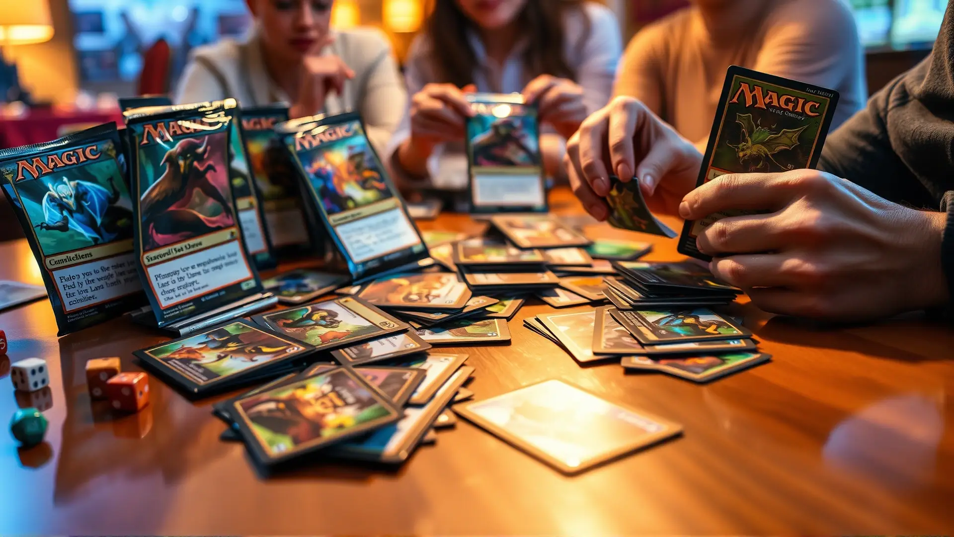 Manos construyen un mazo de cartas