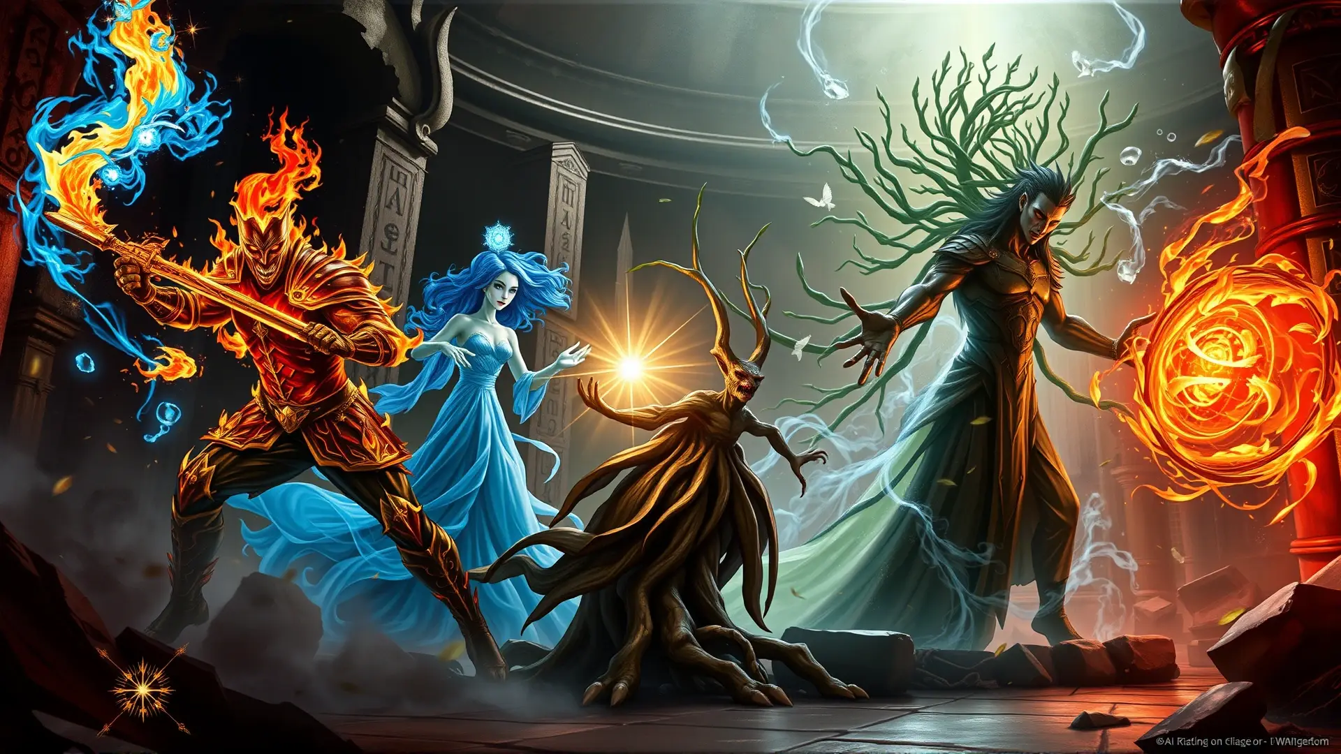 Guardianes elementales ilustran arquetipos de Magic