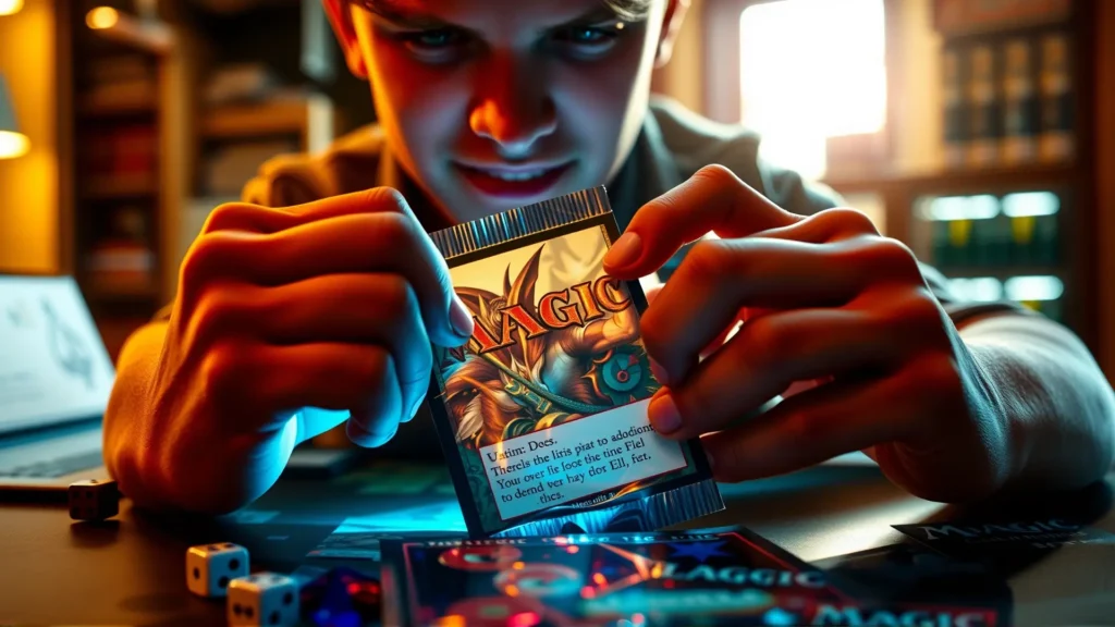Joven abre emocionado un paquete Magic