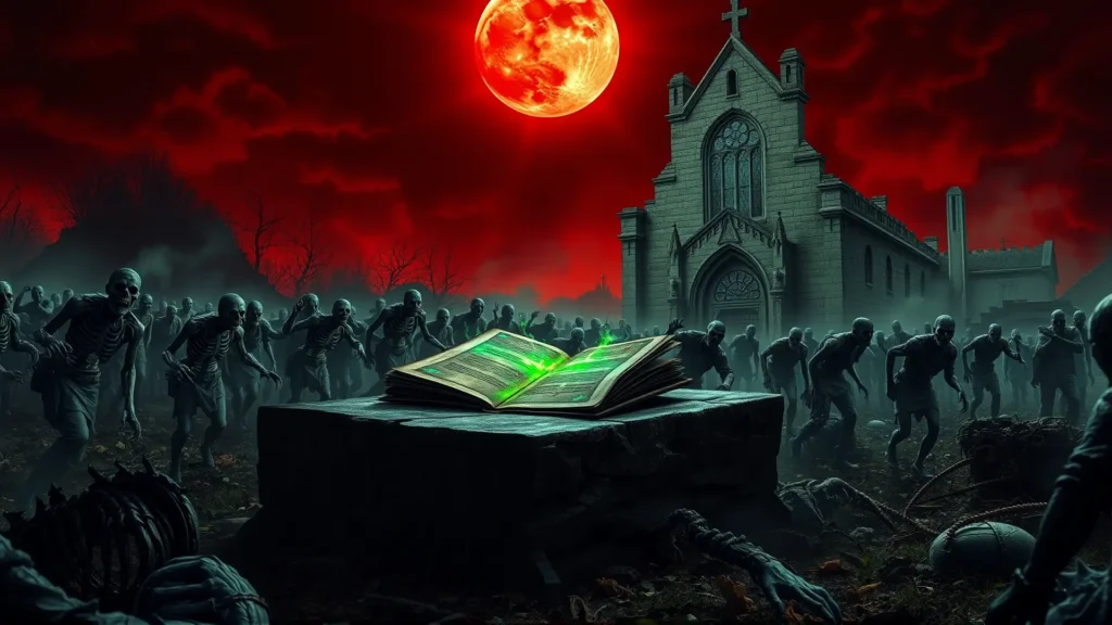 Zombis asedian un altar en ruinas