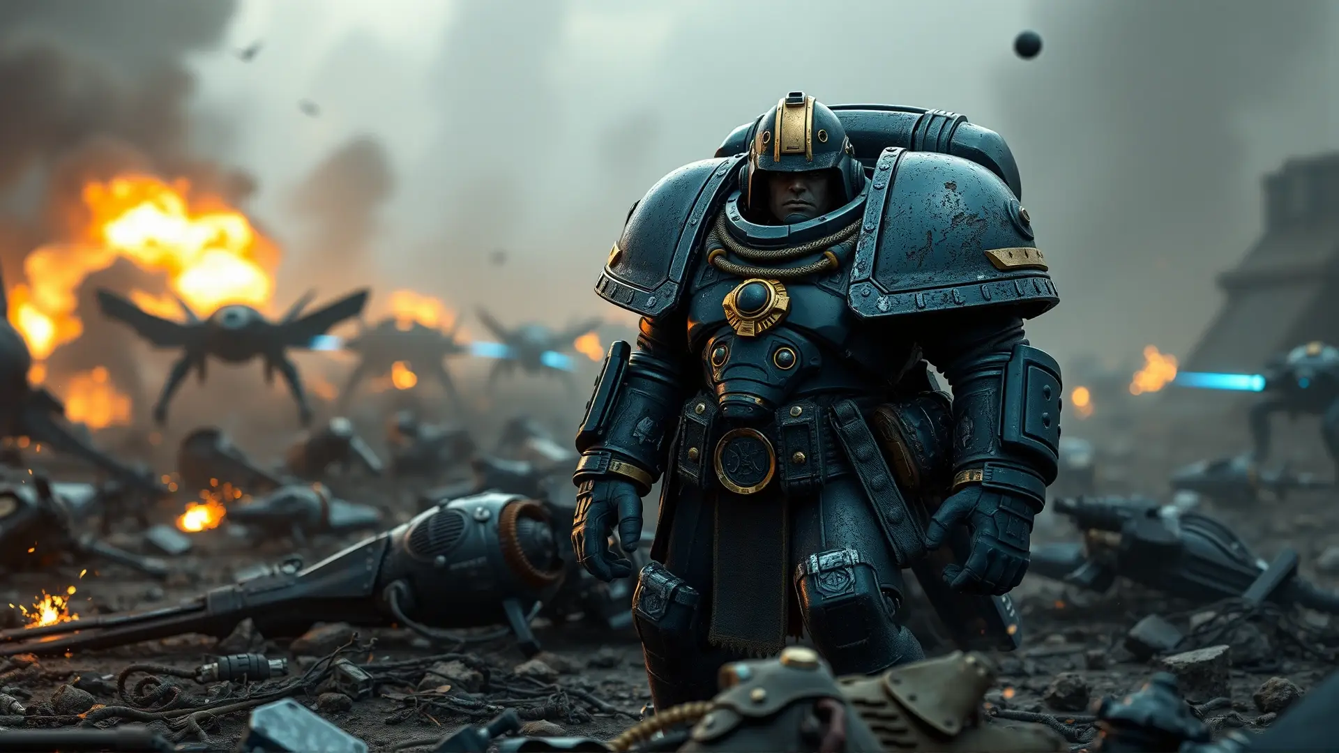 Un capitán espacial aguanta la batalla