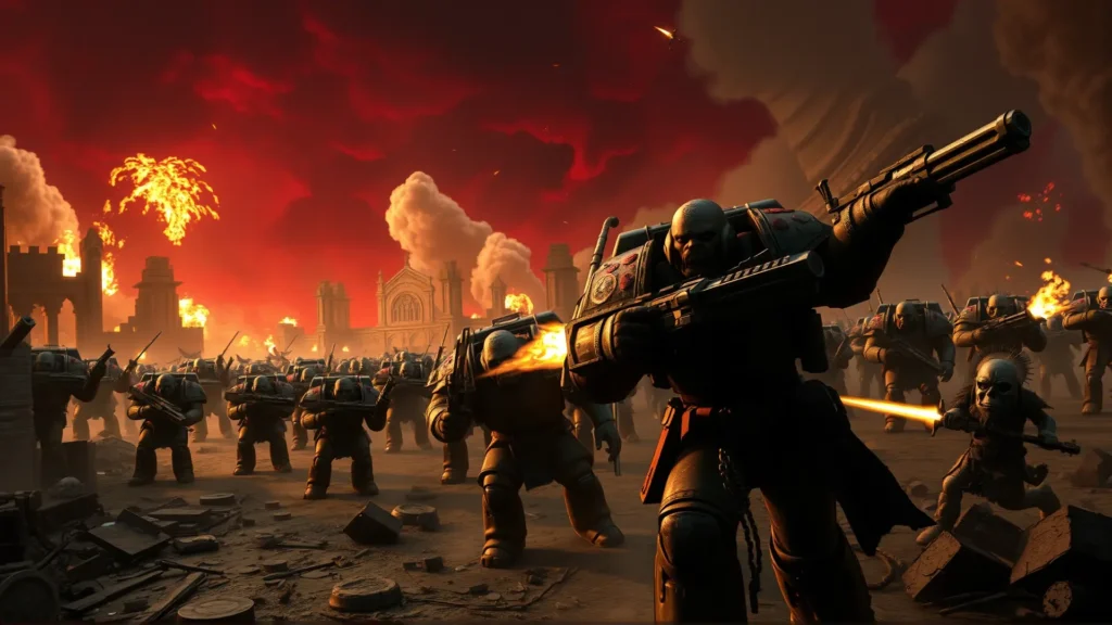 Marines espaciales luchan brutalmente contra los orkos