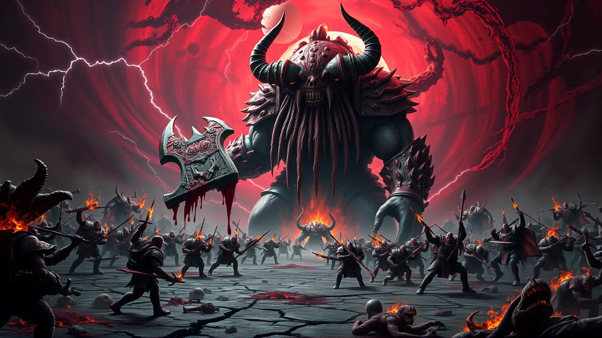 Khorne emerge en un campo de batalla apocalíptico