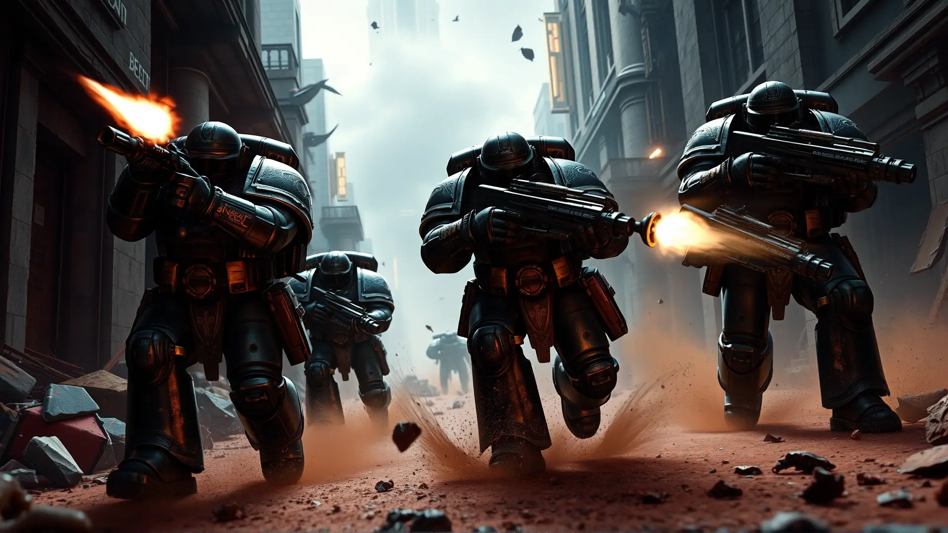 Marines espaciales combaten en ciudad en ruinas